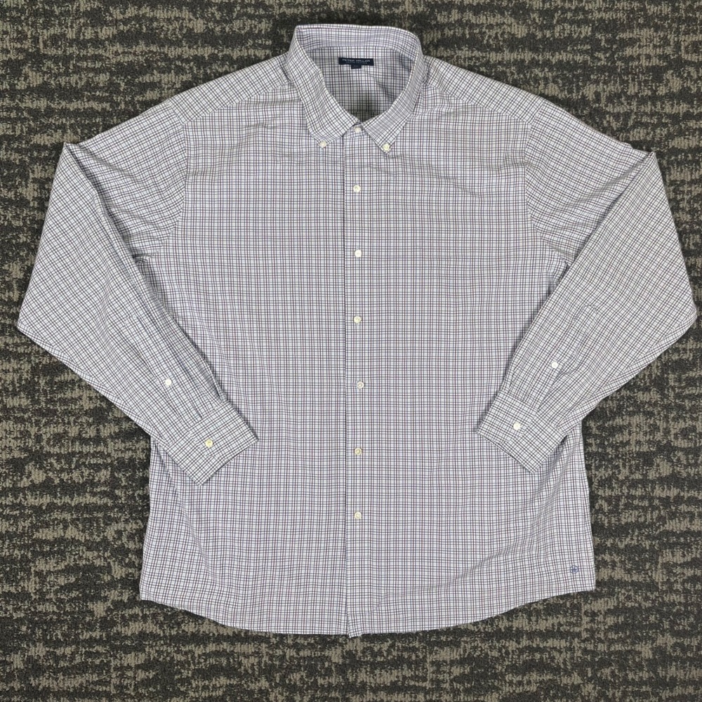 Peter Millar Crown Crafted Mens XXL Blue Purple Check Button Down Shirt